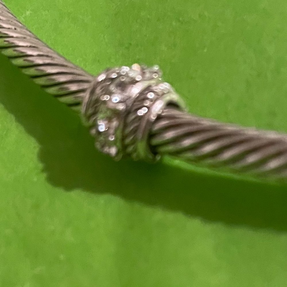 Silver Plate Neck Wire With Simulated Diamond Sta… - image 4